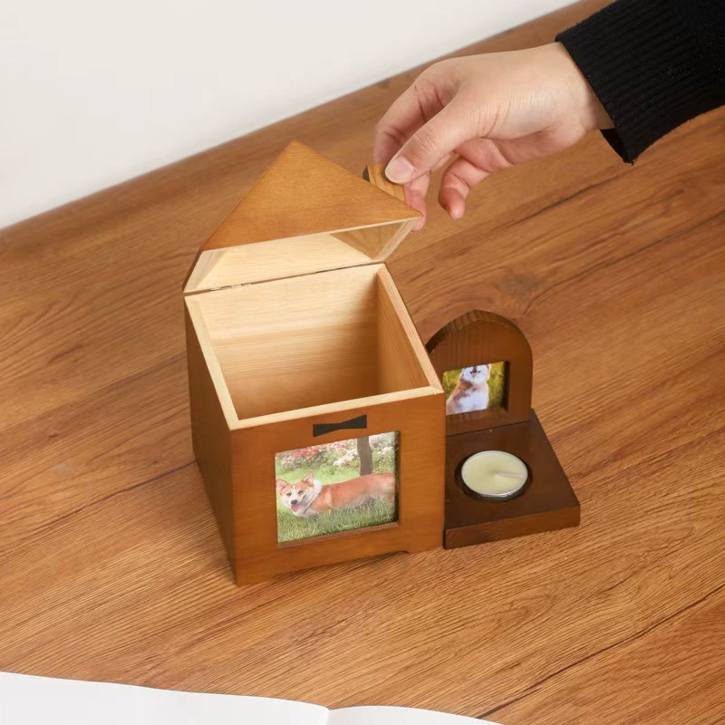 Деревянная урна для домашних животных в память о смерти собак и кошек, похоронные товары, сувениры для кошек, коробка из цельного дерева, шерсть домашних животных