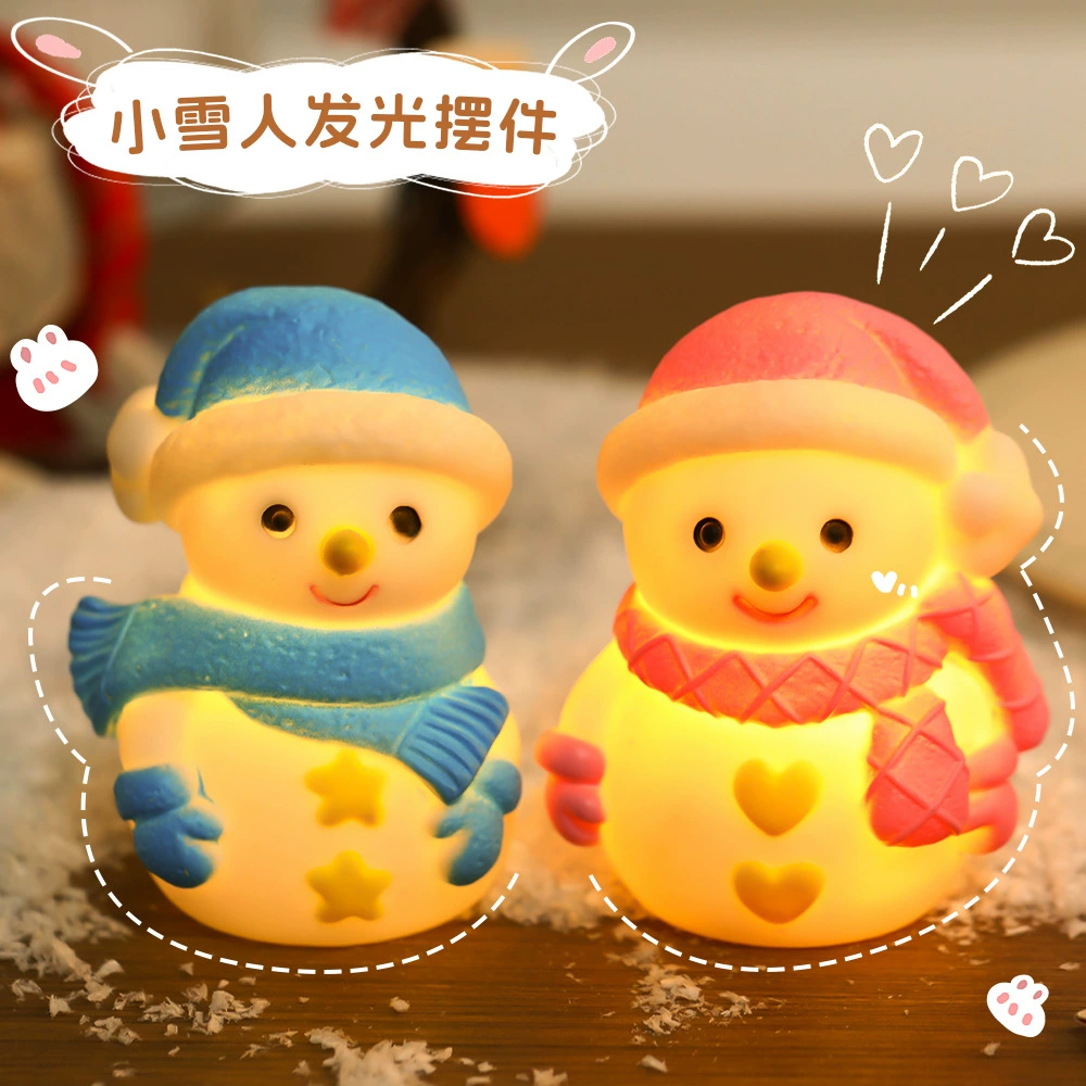 Маленький снеговик светящийся украшения мультфильм милая креативная спальня гостиная атмосфера светильник простой исцеление ночной светильник