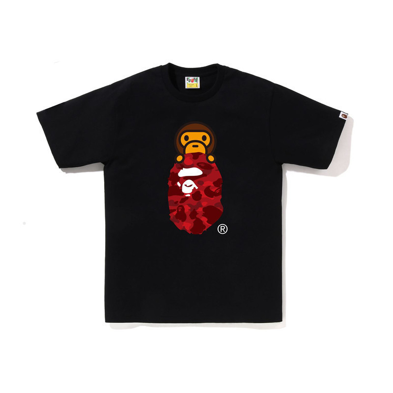 日系潮牌bape半袖寝猿迷彩猿人頭プリント夏tシャツカップルカジュアルスポーツ半袖ショートT|undefined