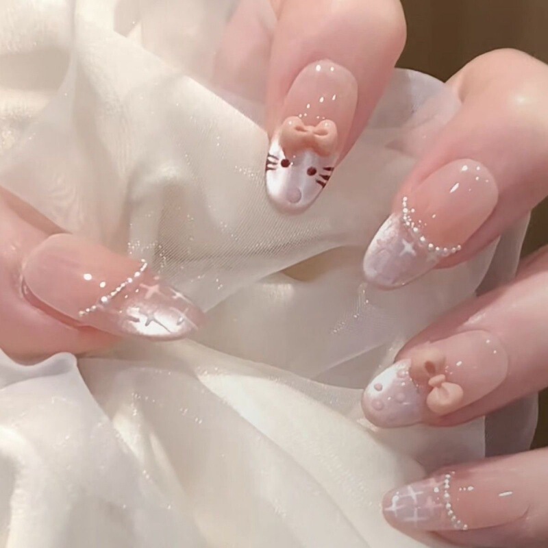 Pink Cat Water-Gloss Cat-Eye Manicure Wearable Nails Hand-Painted Cute Cat Student Version Fake Nails Removable Pink Cat Water-Gloss Cat-Eye Manicure Wearable Nails Hand-Painted Cute Cat Student Version Fake Nails Removable
