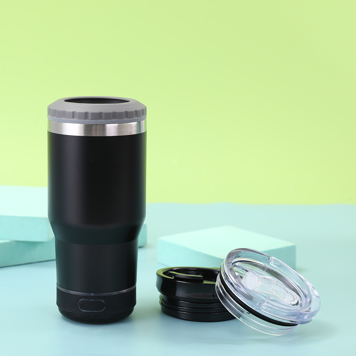 Cross-border 304 taza de acero inoxidable de alto valor visual taza de audio Bluetooth vacío doble taza de automóvil portátil