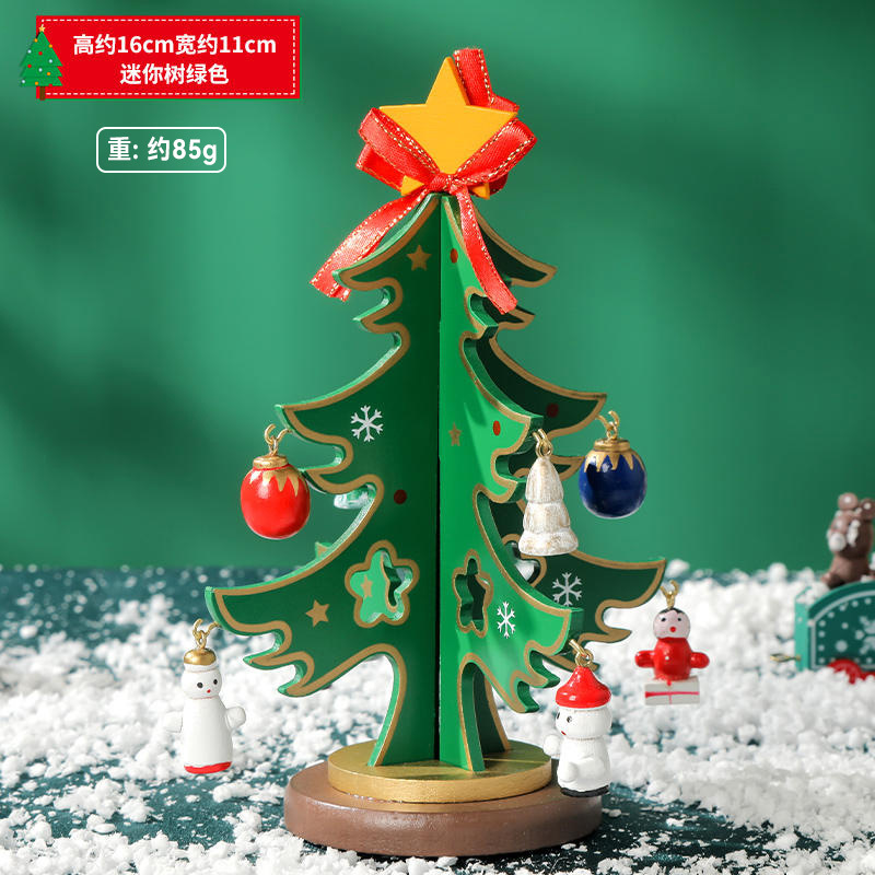 Regalo de árbol de Navidad de madera de escritorio pequeño árbol de Navidad decoración de vacaciones de madera decoración regalo de madera