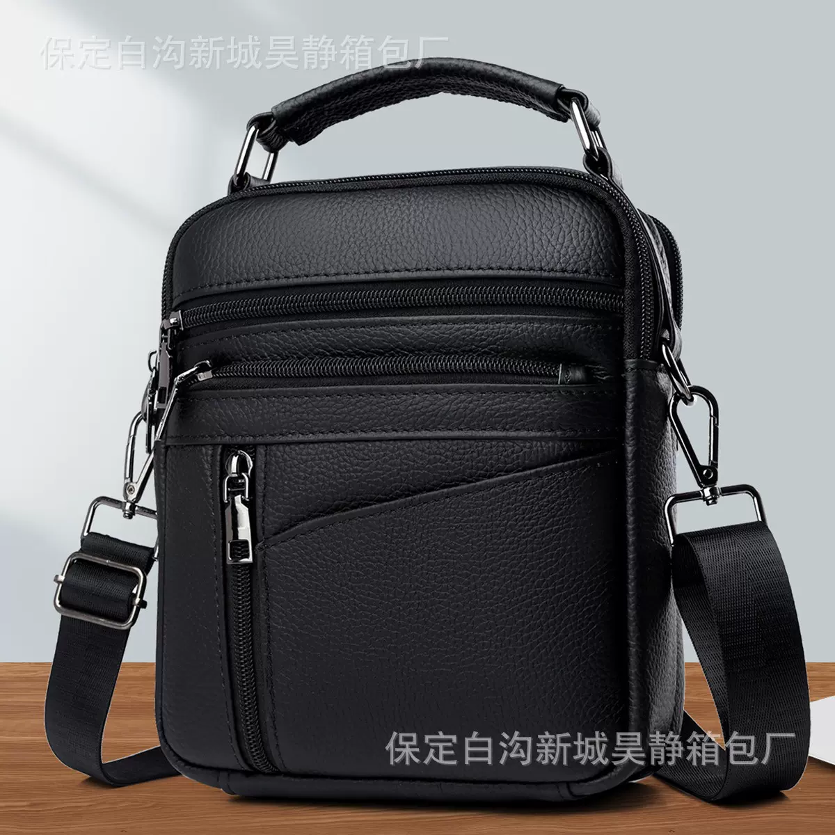 新款外贸真皮男包单肩斜挎包头层牛皮高品质商务手提包双层多功能