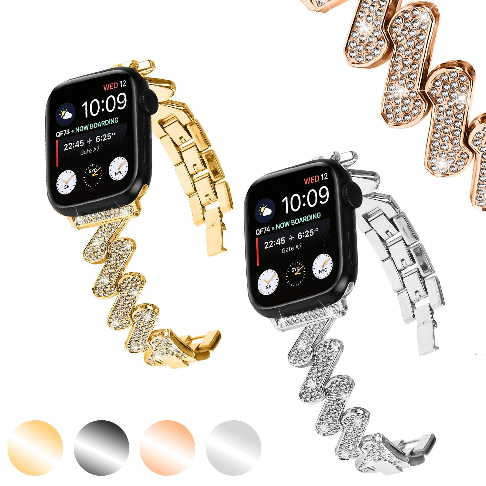 Устанавливается на Apple Watch 10ULTRA2 Band 7 -характер драгоценный камень бриллиант найден новый золотой новый ароматный ветер