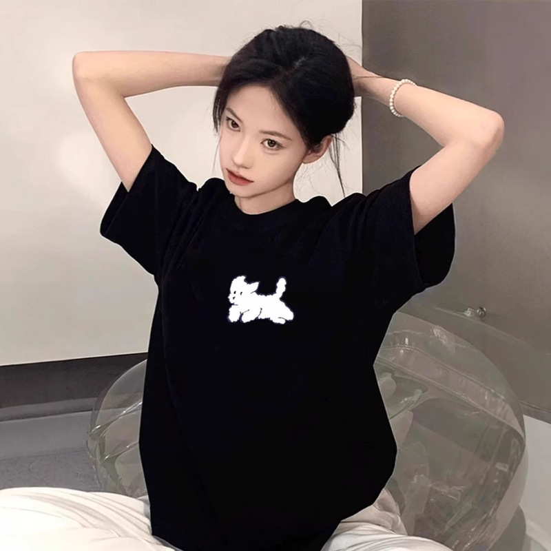 chubby girl plus size 300kg cotton short sleeve T-shirt women 2024 summer new niche tide ins loose design sense half sleeve