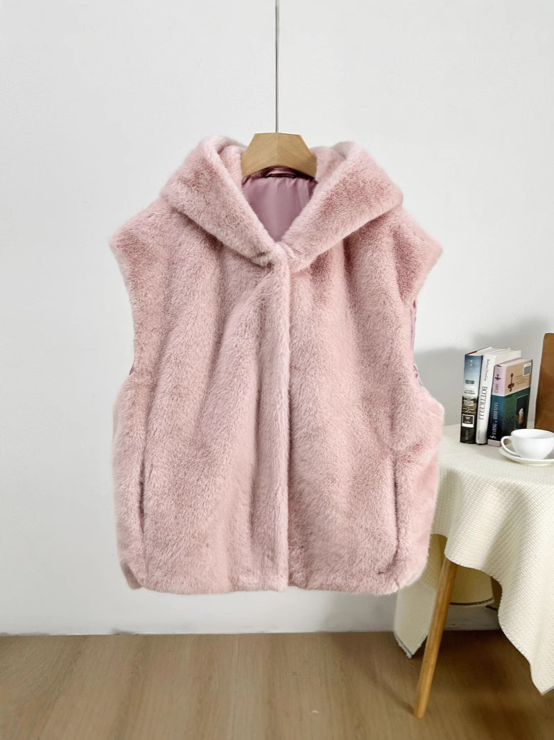 Primavera nuevo chaleco con capuzas de imitación de chaleco de botón una chaqueta de moda al por mayor corta