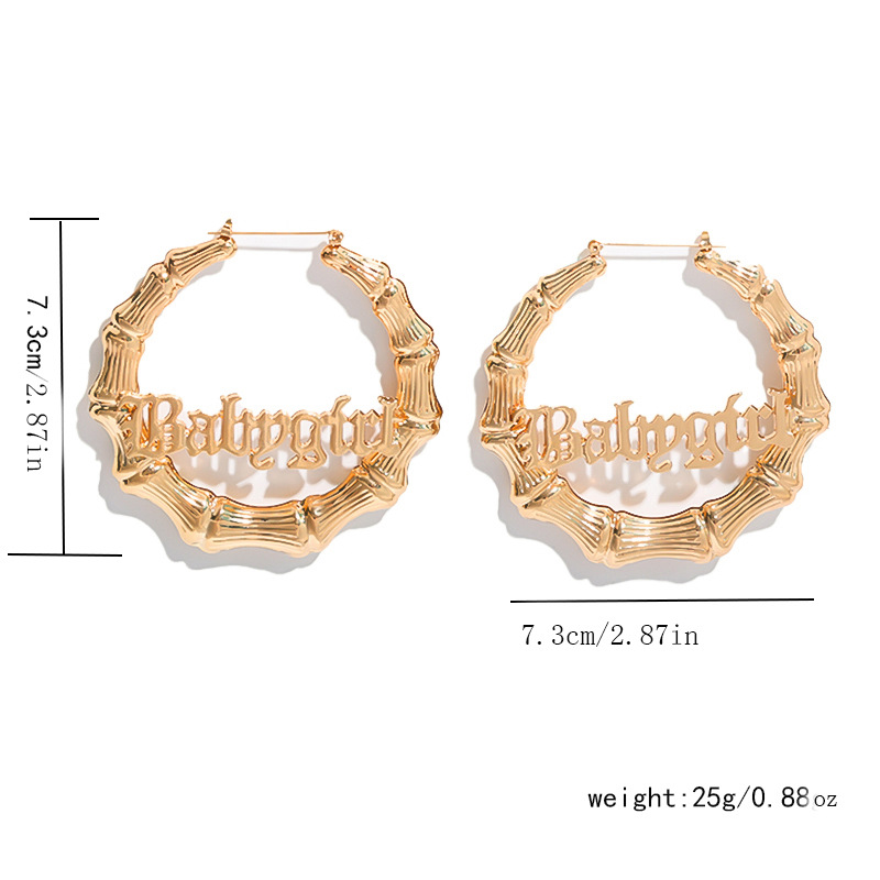Joyas transfronterizas europeas y americanas accesorios de bambú redonda de hip hop punk accesorios para oídos creativos de fideos de sésamo, corazón de melocotón, baby letras para oídos femeninos