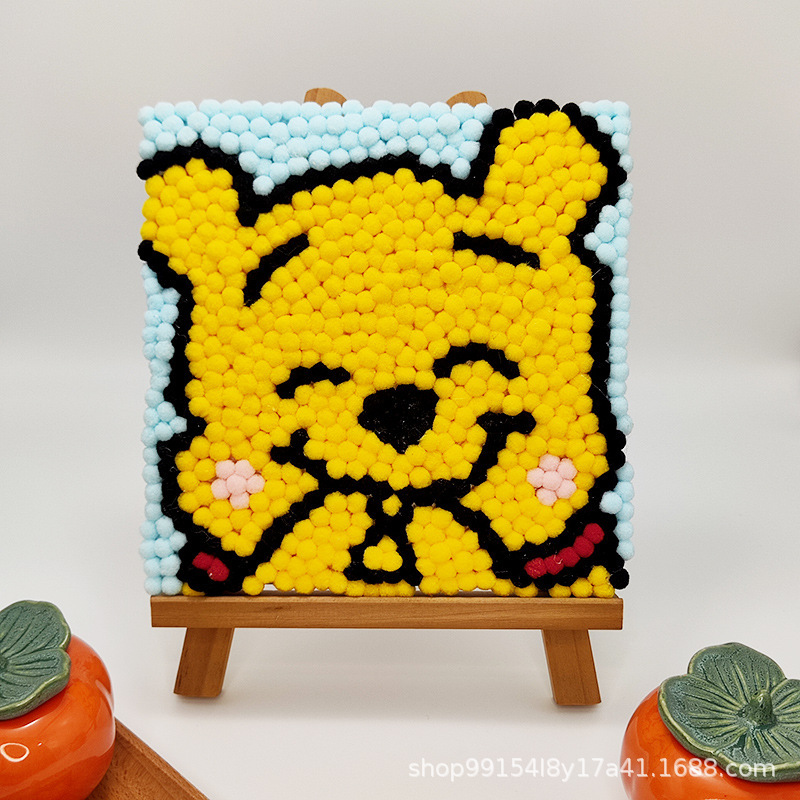 DIY ヘアボール絵画手作り材料パッケージクリエイティブ子供の漫画アニメーション装飾絵画ステッカー絵画屋台卸売|undefined