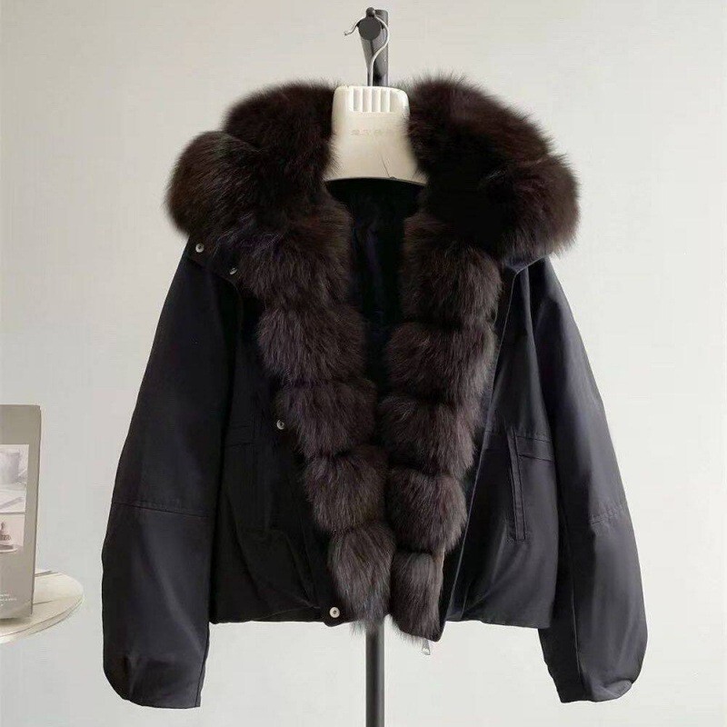 2026 New Model Foreign Trade Cotton Coat with Faux Fox Fur Collar, Short Fashion Loose Parka Jacket for Women, Thick 2026 New Model Foreign Trade Cotton Coat with Faux Fox Fur Collar, Short Fashion Loose Parka Jacket for Women, Thick