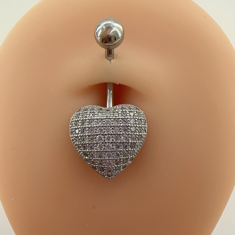 Zirconia-studded Heart-shaped Navel Piercing Jewelry, Personalized European And American Trendy Sexy Accessory For Hot_voghion.com