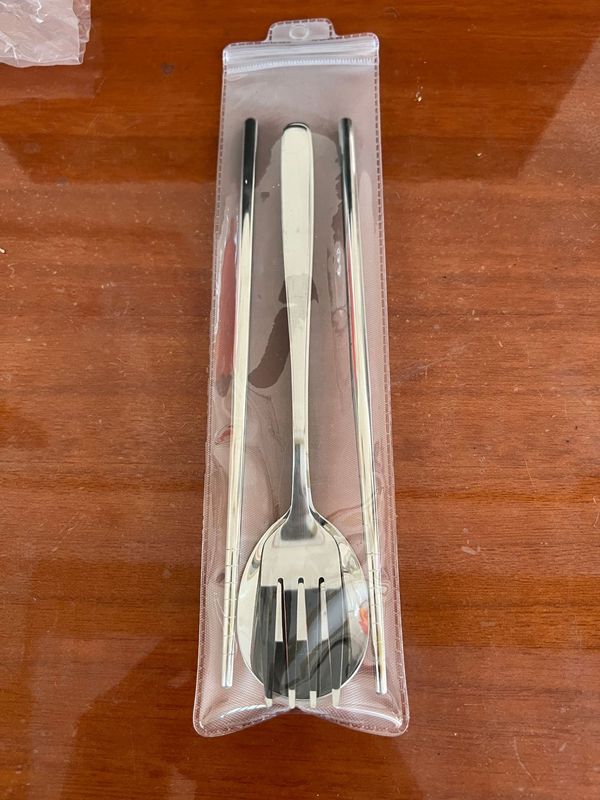 ステンレス箸スプーンフォークセット韓国式携帯食器キャンプ屋外プレゼント学生食器3点セット|undefined