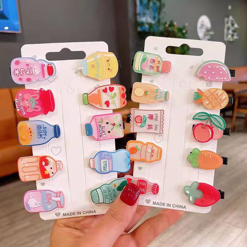 Nueva fruta bebida de Soda clip de pato lindo ins dulce niñas corazón estudiantes clip de borde Bangs clip accesorios para el cabello