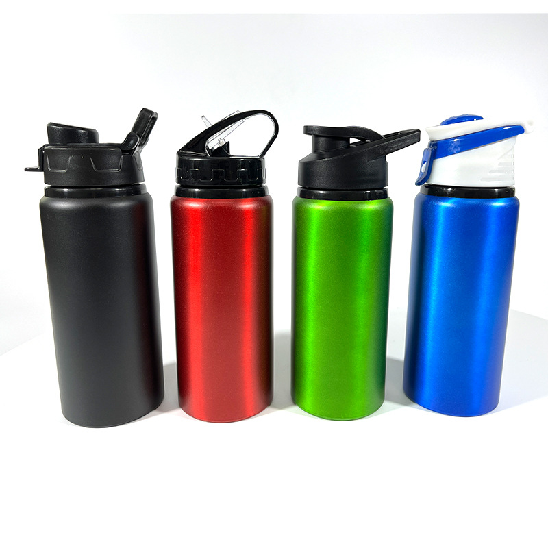 Botellas de agua deportivas de aluminio personalizadas para exteriores, vasos rectos de aluminio para ciclismo de montaña y carretera, vasos publicitarios de fabricante para regalo.