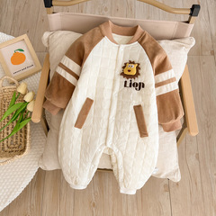 嬰兒衣服秋冬新生男寶寶連體衣滿月百天加絨加棉外出哈衣爬服冬季