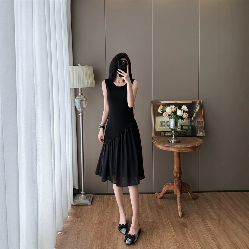 Cool and Stylish T-Shirt Dress with Asymmetrical Waist and Large Hem, Plus-Size Sleeveless Dress for Women, 2026 New Niche Style Cool and Stylish T-Shirt Dress with Asymmetrical Waist and Large Hem, Plus-Size Sleeveless Dress for Women, 2026 New Niche Style