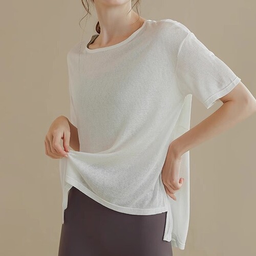 Women's Loose Fit Hooded Sweatshirt for Summer, Lightweight Yoga Top, Breathable Running and Fitness Short Sleeve T-Shirt