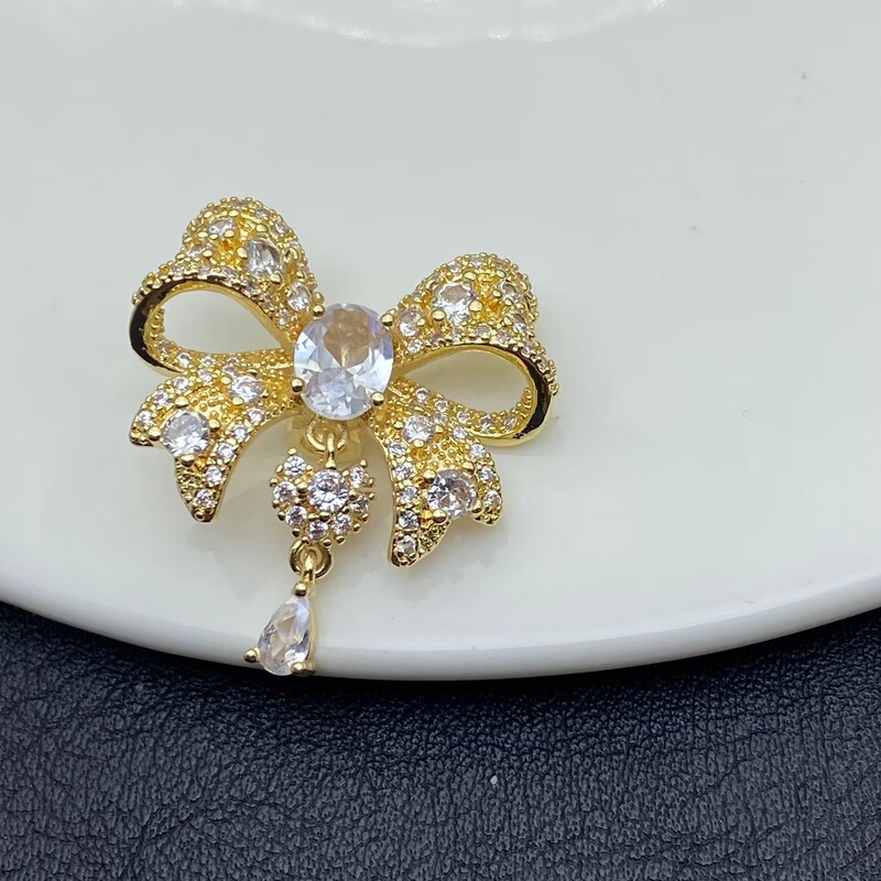 保色满钻蝴蝶结通孔吊坠手工水晶文玩手串手链DIY饰品配件串珠|undefined