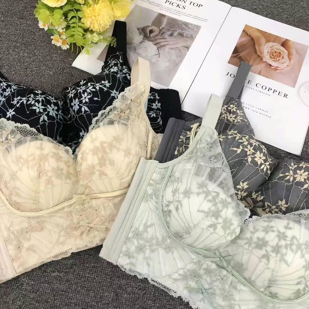 Nuevo sujetador de alta calidad de moda de encaje jacquard transpirable y cómodo ajuste lateral de pecho de cinco botones ropa interior mujer image 3