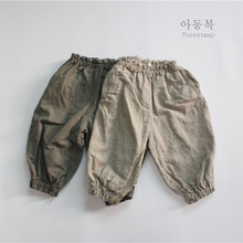新款儿童裤子秋季女童休闲裤a类韩版宽松棉麻时尚宝宝男童长裤麻