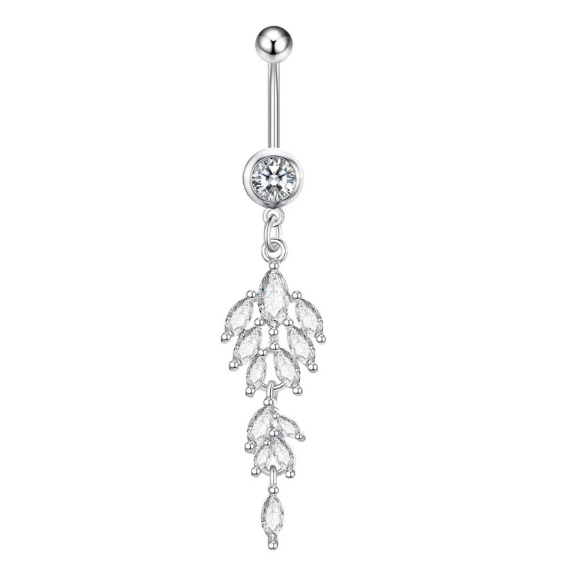 Anello con zircone lucido a forma di occhio di cavallo, gioiello per piercing alla moda, creativo, a forma di foglia d'albero_voghion.com