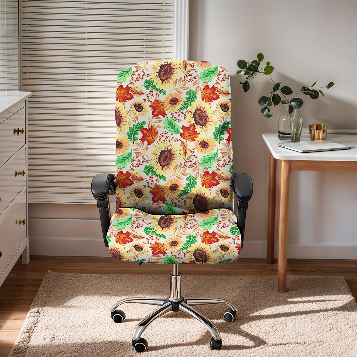 Amazon transfronteriza impresión elástica seda de leche cubierta de silla de oficina anti-gato agarra computadora cubierta de silla giratoria TEMU distribución spot