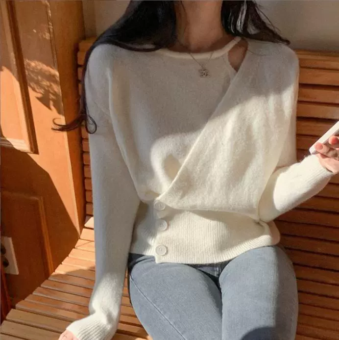 Elegant knitted brace, sweater, colored design set