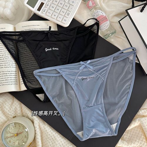 Pure Desire Sexy Lace Ice Silk Ultra-Thin Teenage Girl Underwear Comfortable Low-Waist Thin Strap Pure Cotton Lady Triangle Panties