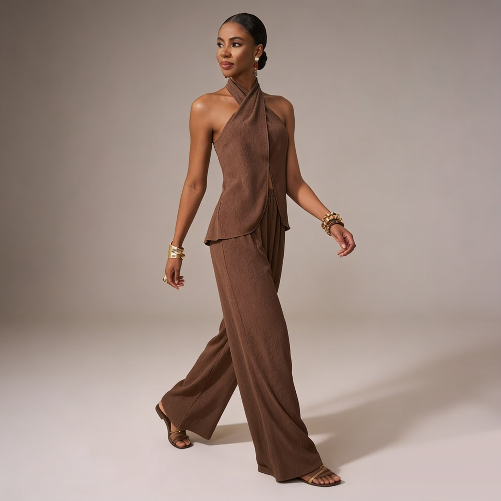2026 New European And American Women's Clothing Off Shoulder Sleeveless Fashion Trousers Fashion Casual Set_ecoleips.com