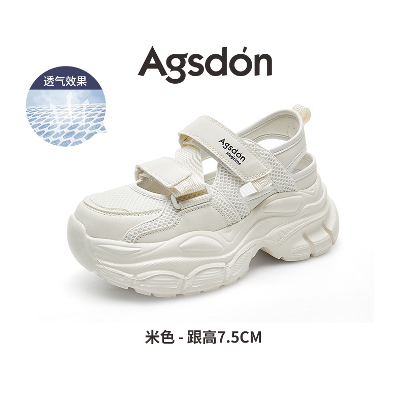 Sandalias deportivas de suela gruesa Augu Shiden para mujer, nuevo modelo primavera 2026, zapatillas deportivas huecas estilo papá, calzado casual para agua.