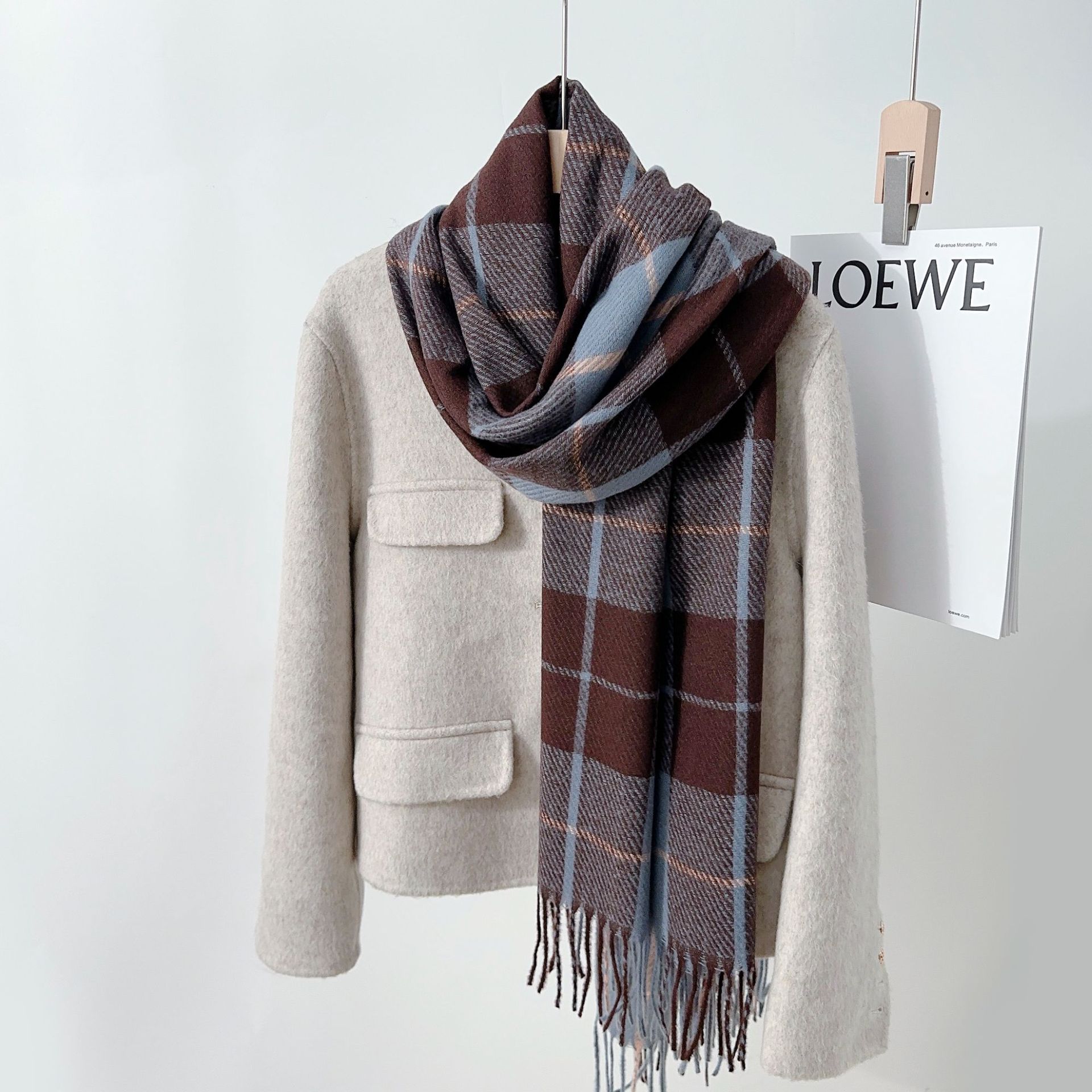Inglés retro otoño invierno estudiantes pareja bufandas bufandas de diseño elegante temperamento bufandas imitación de cachemira bufandas image 10