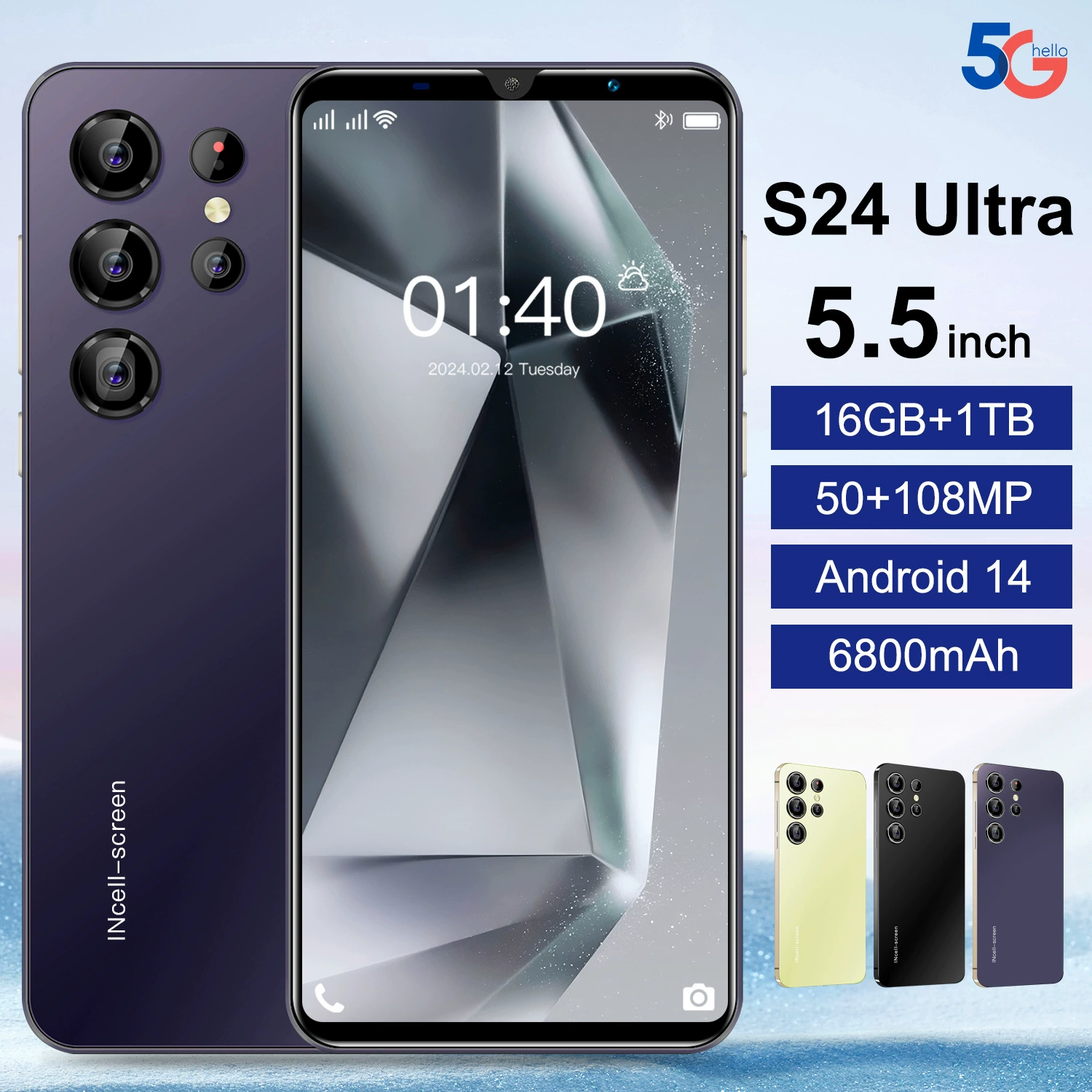 (Кросс-бордер торговля), S24, мобильный телефон, смартфон, S24 Ultra, 5,5 дюйма, Android