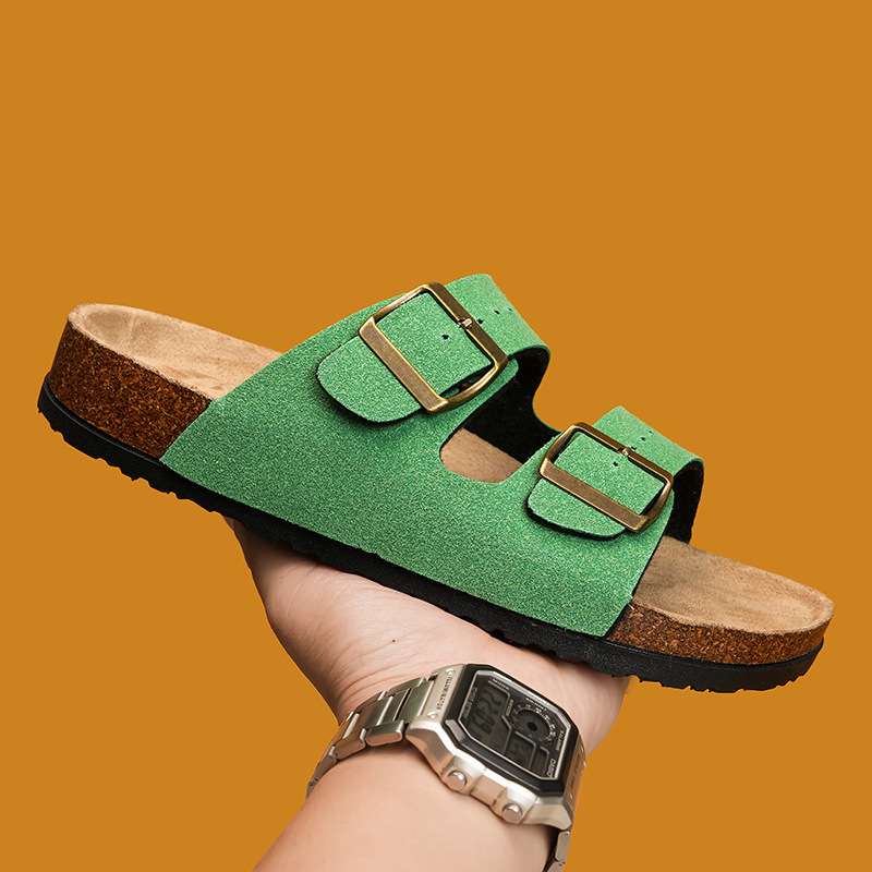 Pareja de zapatillas de corcho, zapatillas casuales y cómodas para mujeres, zapatillas frías para hombres, zapatillas de moda transfronterizas