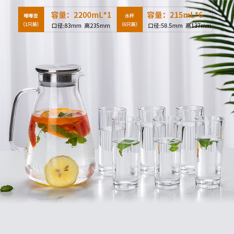 tetera de agua fría de vidrio tetera de agua fría doméstica resistente a altas temperaturas taza de agua fría resistente al calor a prueba de explosiones de gran capacidad tetera de té abierta fría image 21