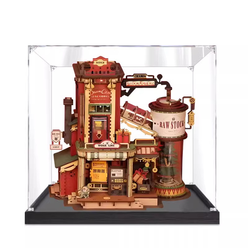 若客プレゼント工場の手作りdiyの組み立て装飾品アクリル展示箱透明ガラスカバー防塵箱を適用する