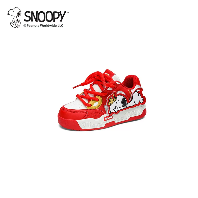 [snoopy史努比童鞋儿童板鞋新年中国红儿童男童女童运动鞋保暖潮鞋]