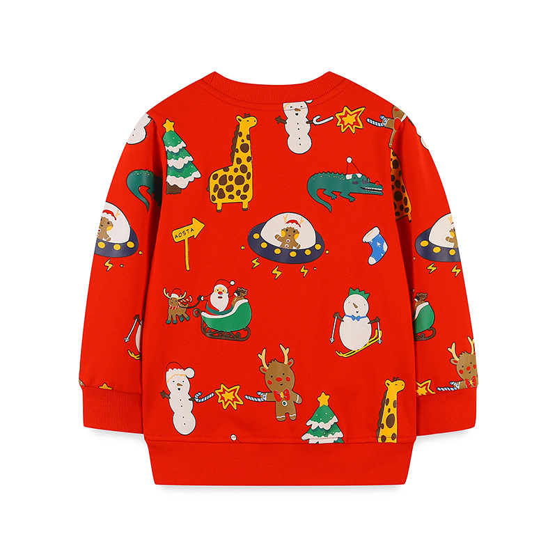 Sudadera Infantil de Otoño Estilo Europeo y Americano, Sudadera Navideña para Niños, Jersey con Cuello Redondo y Dibujos Animados para Niños Pequeños