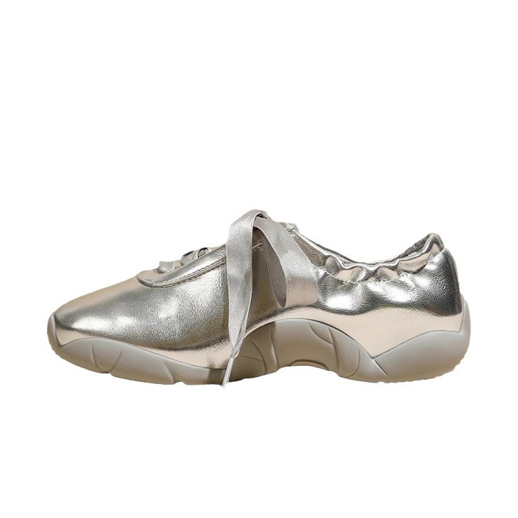 Scarpe da ballo argento da donna 2024 nuove scarpe da allenamento morali dal design di nicchia sottile e traspirante per lo sport e il tempo libero_voghion.com