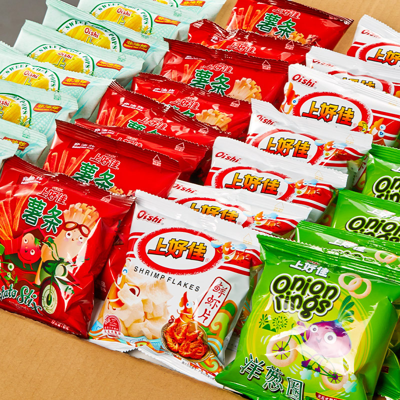 上好佳新鮮なエビせんべい、エビせんべい、ポテトチップス、オニオンリングスナック、スナックギフトパック、懐かしいスナック、ポテトチップス|undefined