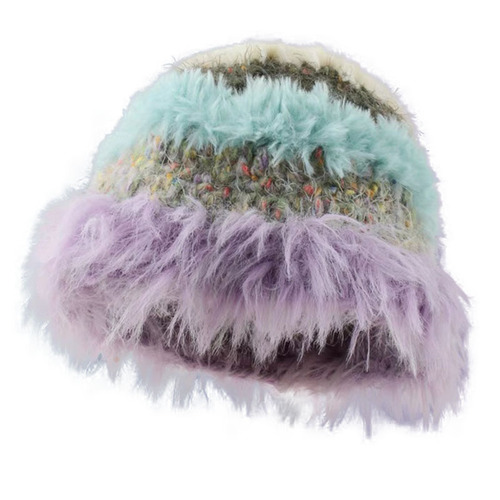 Soft Knit Beanie for Girls - Autumn/Winter  New Arrival Wool Hat, Warm and Ear-Protecting Striped Korean Style, Versatile and Face-Smoothing