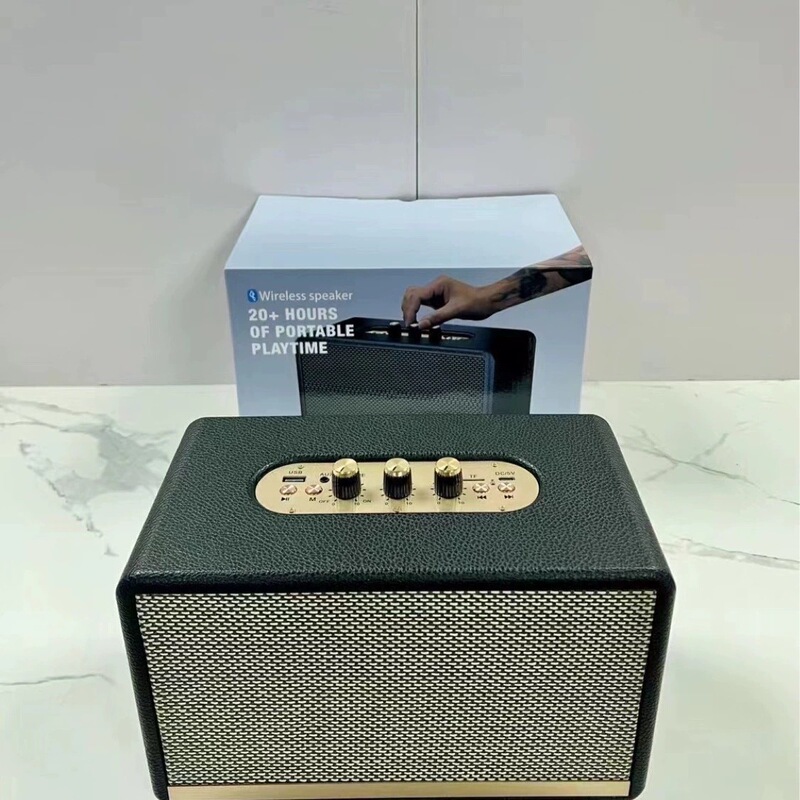 Huaqiangbei Hot-Selling Classy Retro Wooden Box Horse Spoon Bluetooth Speaker M18 Desktop Rock Retro Large Speaker