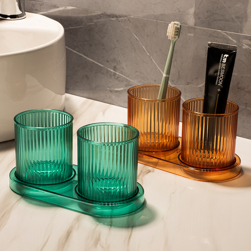 ins high-looking toothbrushing cup, single-layer toothbrushing cup set, internet celebrity transparent light luxury mouthwash cup