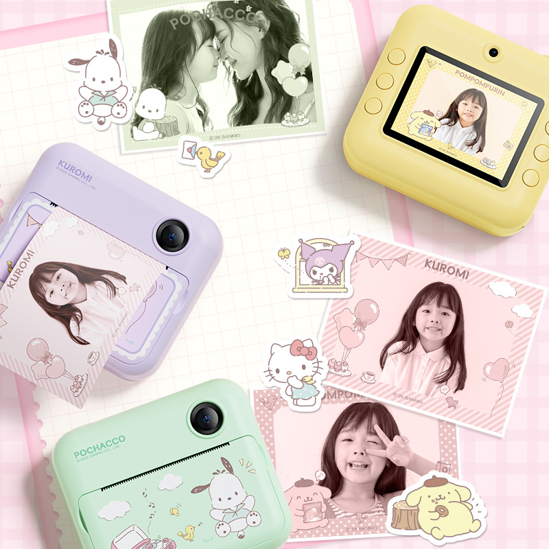 Sanrio fotocamera de dibujos animados genuinos, impresión multicolor, impresión térmica instantánea, juguetes para niños