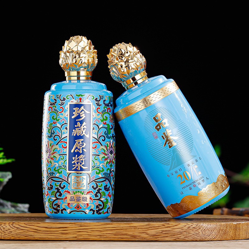 喷涂烤花白酒瓶空酒玻璃瓶子珍藏品鉴500毫升装厂家供应酒瓶