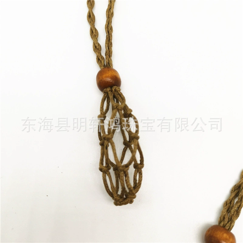 Woven necklace, adjustable pendant, removable bag