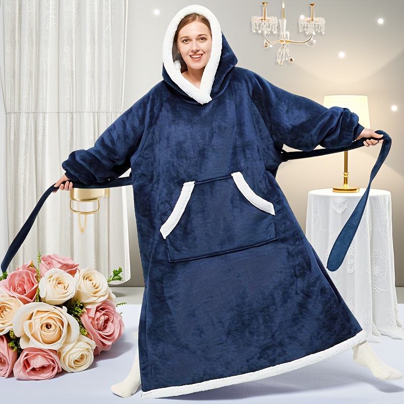 TV con capucha de lana ropa de abrigo perezoso pijamas Otoño e Invierno grueso camisón de franela ropa a prueba de frío suéter manta de TV transfronteriza