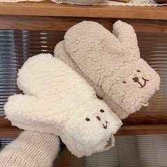 かわいい漫画の熊のぬいぐるみの手袋の女性の冬の自転車の女性の保温は厚くて防寒します。