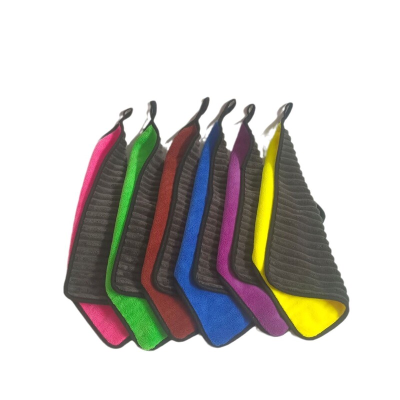 Thickened coral fleece wavy car towel 30*40 two-color household cleaning towel double-sided cleaning cloth