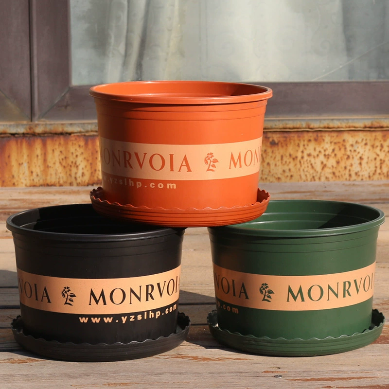 Коренастый галлон пластиковый цветочный горшок бытовой утолщенной смолы большой зеленый цветочный горшок орхидеи