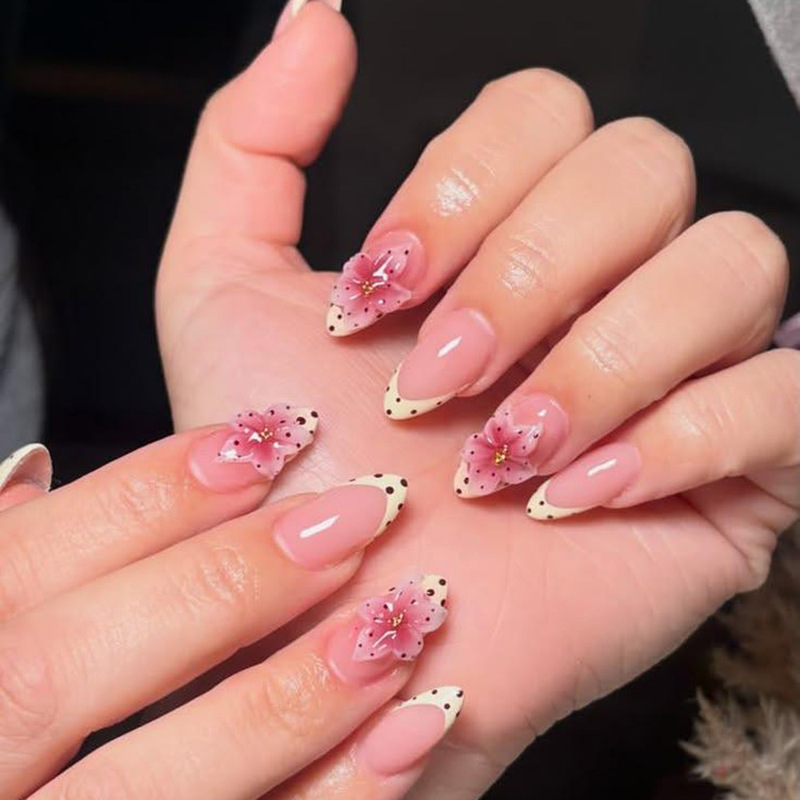 Cross-Border Hot-Selling Water Drop Nails, Simple French Style Polka Dots, Three-Dimensional Rhinestone Finished Press-On Fake Nails, Nail Art Wearable Nail Pieces Cross-Border Hot-Selling Water Drop Nails, Simple French Style Polka Dots, Three-Dimensional Rhinestone Finished Press-On Fake Nails, Nail Art Wearable Nail Pieces