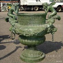 铸铜双天使丘比特铜花盆欧式户外花园盆器庭院工艺品花缸青铜雕塑